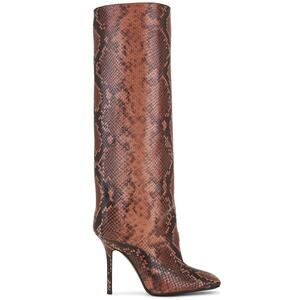The Attico 'Sienna' Brown Snake Embossed Leather Stiletto Heel Boot Size 9.5